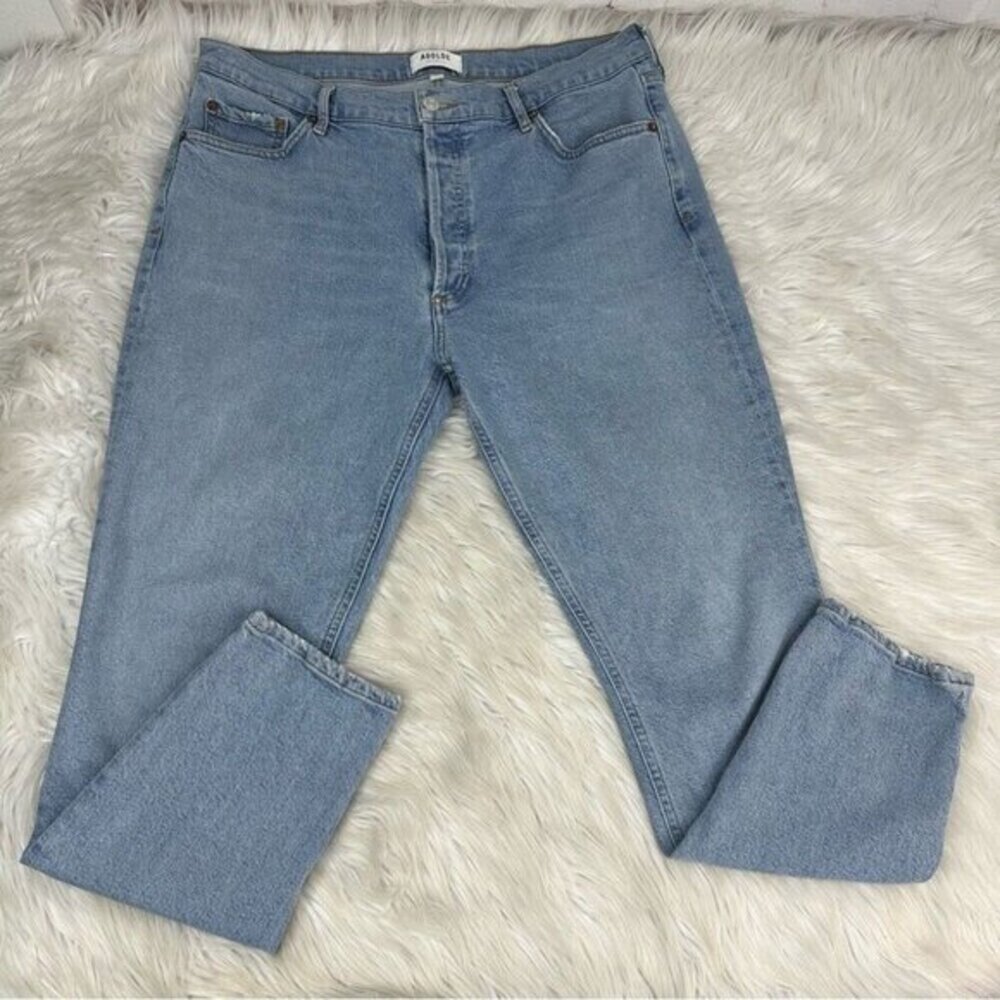 Agolde Womens Nico High Rise Slim Fit Jeans Blame Light Wash‎ Button Fly Size 32